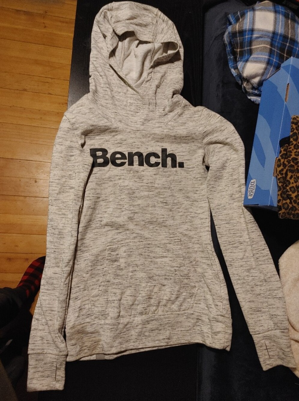 Bench Heather Gray Hooded Pullover with Black Logo